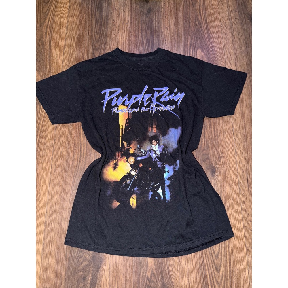 Prince Purple Rain Graphic Tee Mens M Black Official Estate Merch